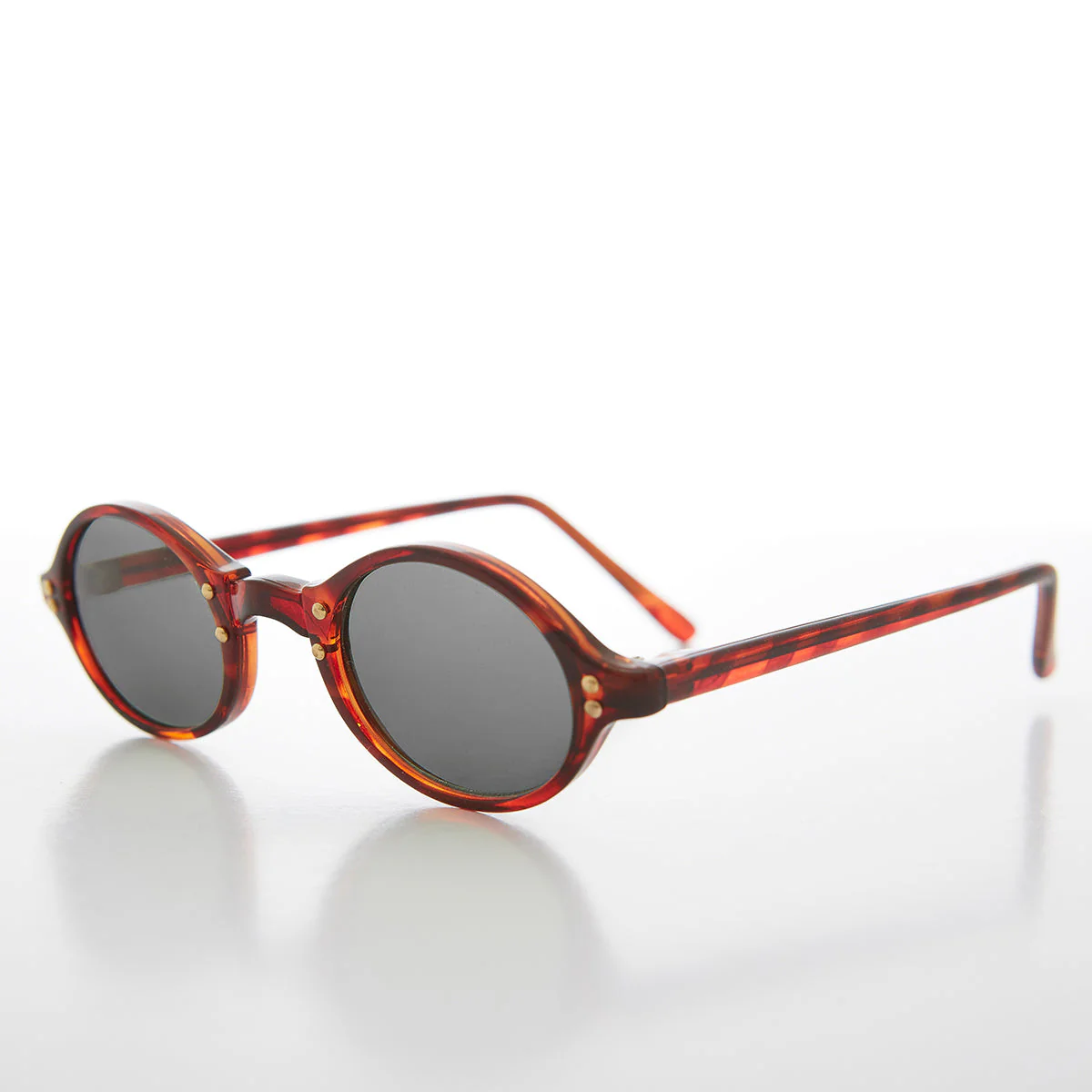 Small Oval Vintage Sunglass with Gold Studs - Harley - Image 4