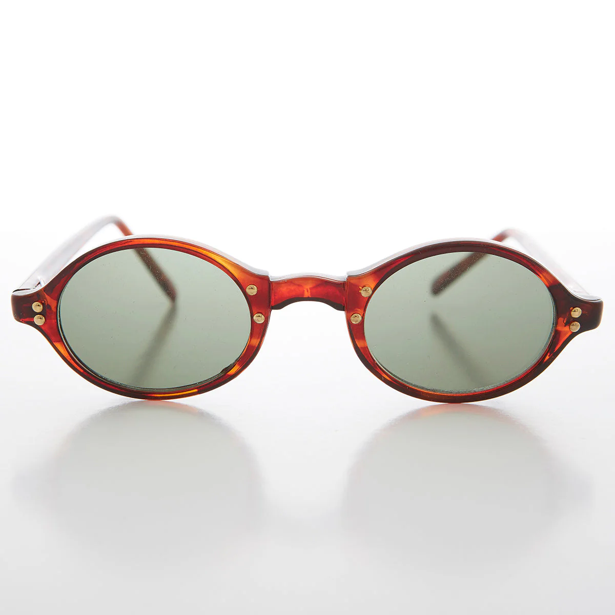 Small Oval Vintage Sunglass with Gold Studs - Harley - Image 5