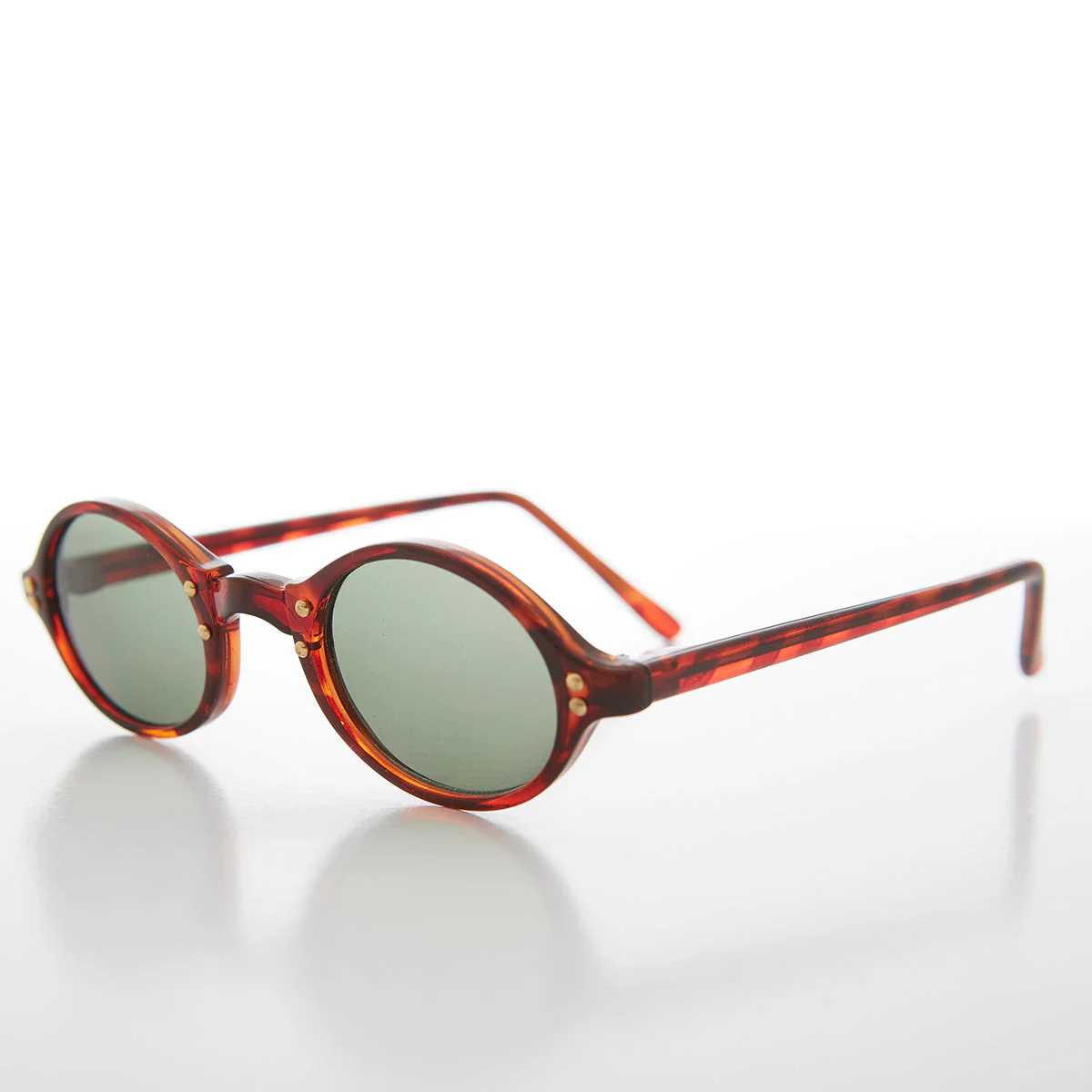 Small Oval Vintage Sunglass with Gold Studs - Harley - Image 6