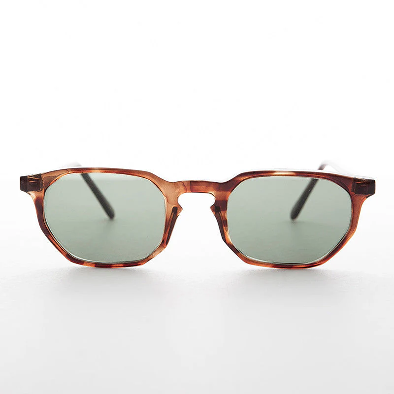 Small Polygon Horn Rim Keyhole Bridge Vintage Sunglass - Davis - Image 3