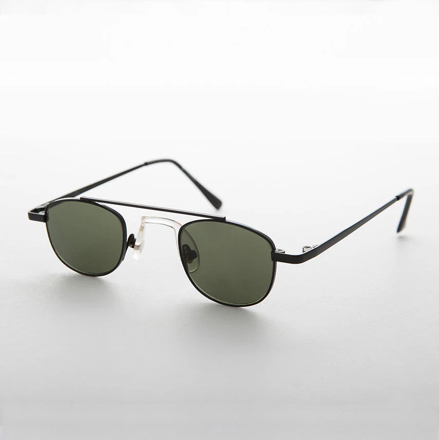 Small Square Aviator Sunglass Vintage with Silicone Wrap Nose Pad - Jasper - Image 2