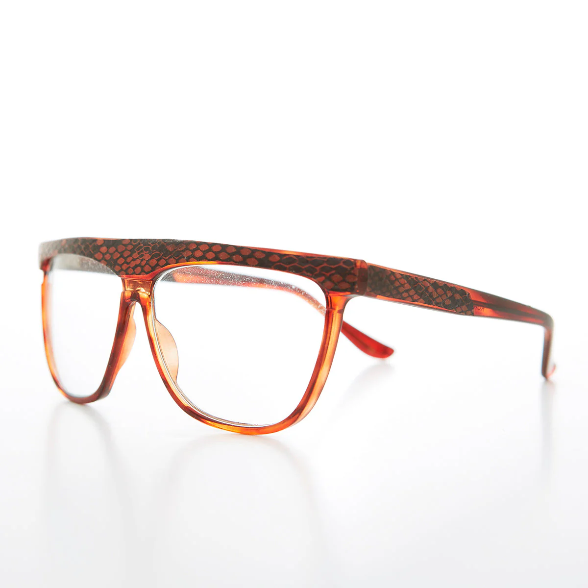 Snakeskin Clear Lens 80s Glasses - Cobra - Image 2