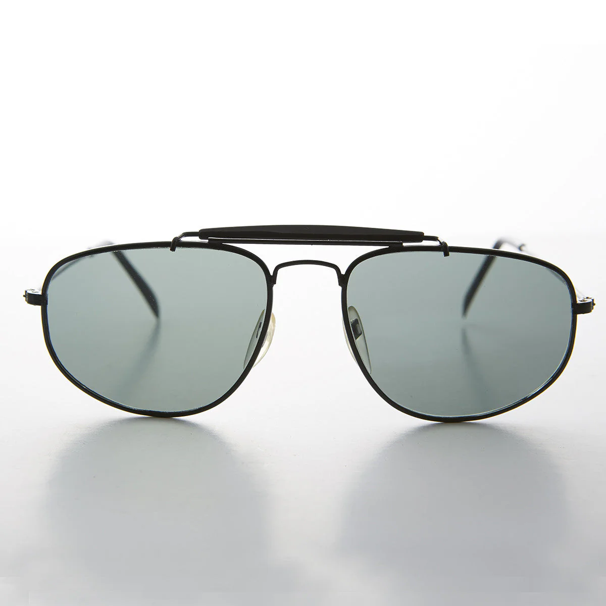 Square Aviator with Brow Bar and Glass Lens Vintage Sunglass - Dusty - Image 3