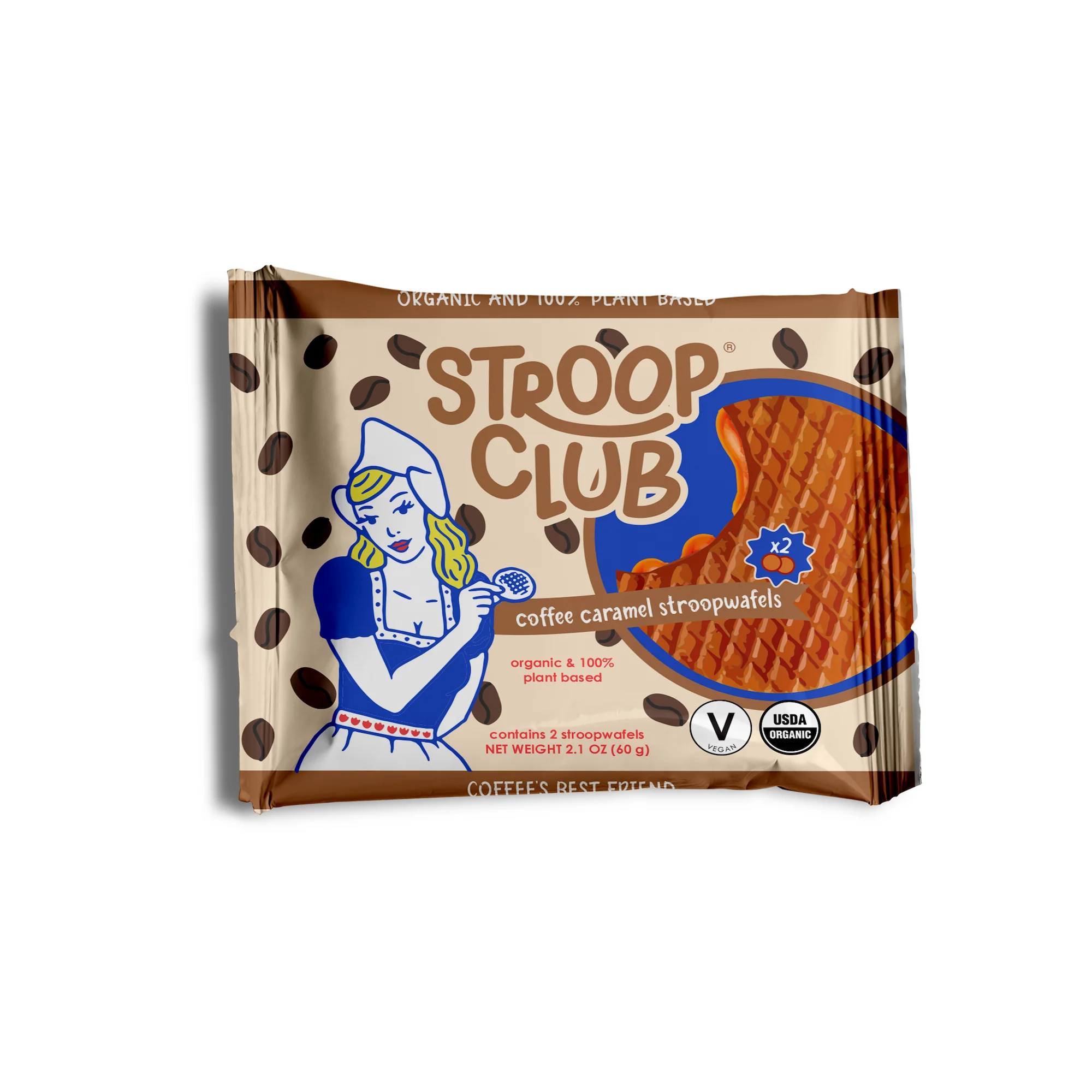 Stroop Club Coffee Caramel Plant Based and Organic Stroopwafels Box - 12 packs x 2-pack case - Image 5