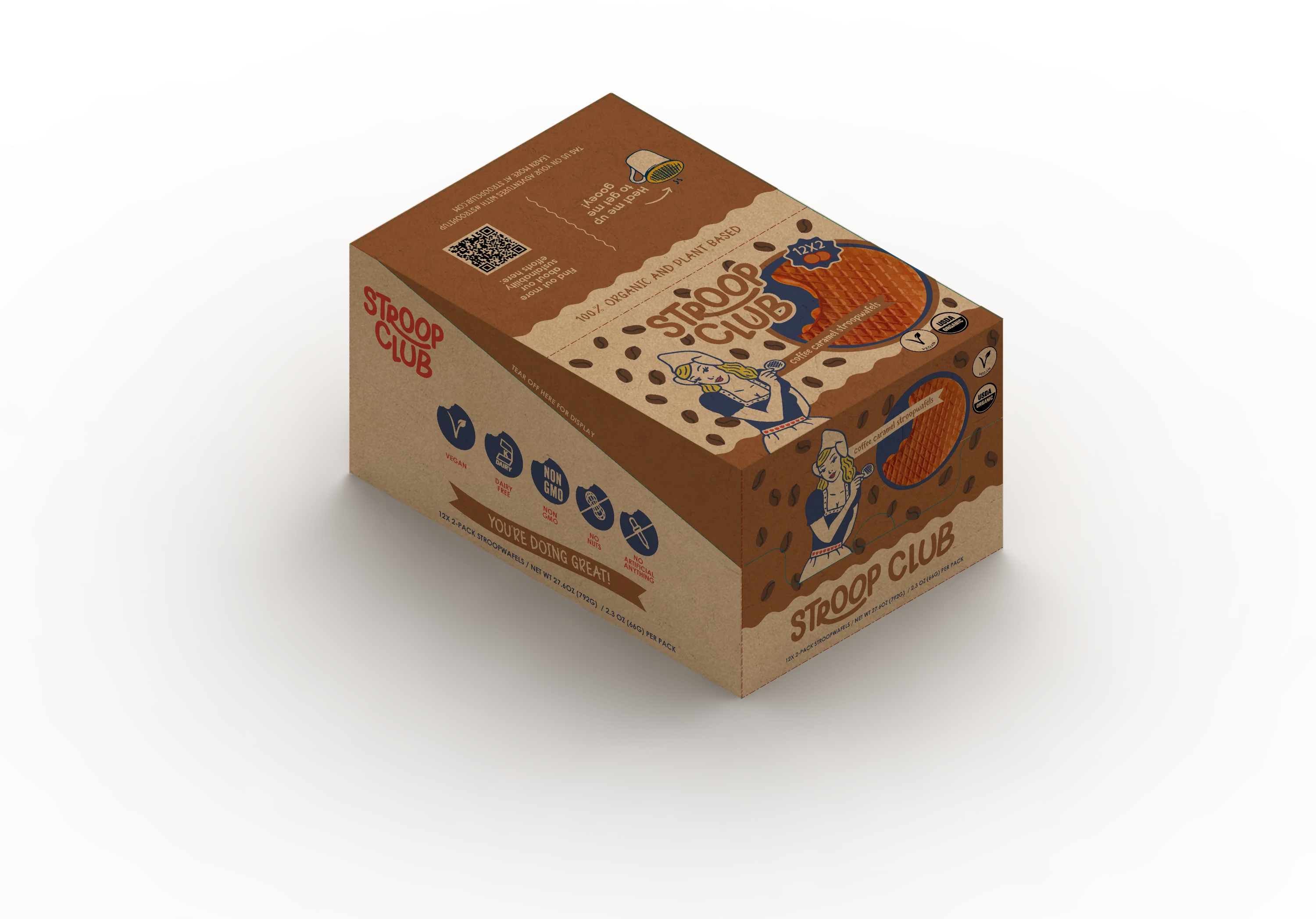 Stroop Club Coffee Caramel Plant Based and Organic Stroopwafels Box - 12 packs x 2-pack case - Image 9