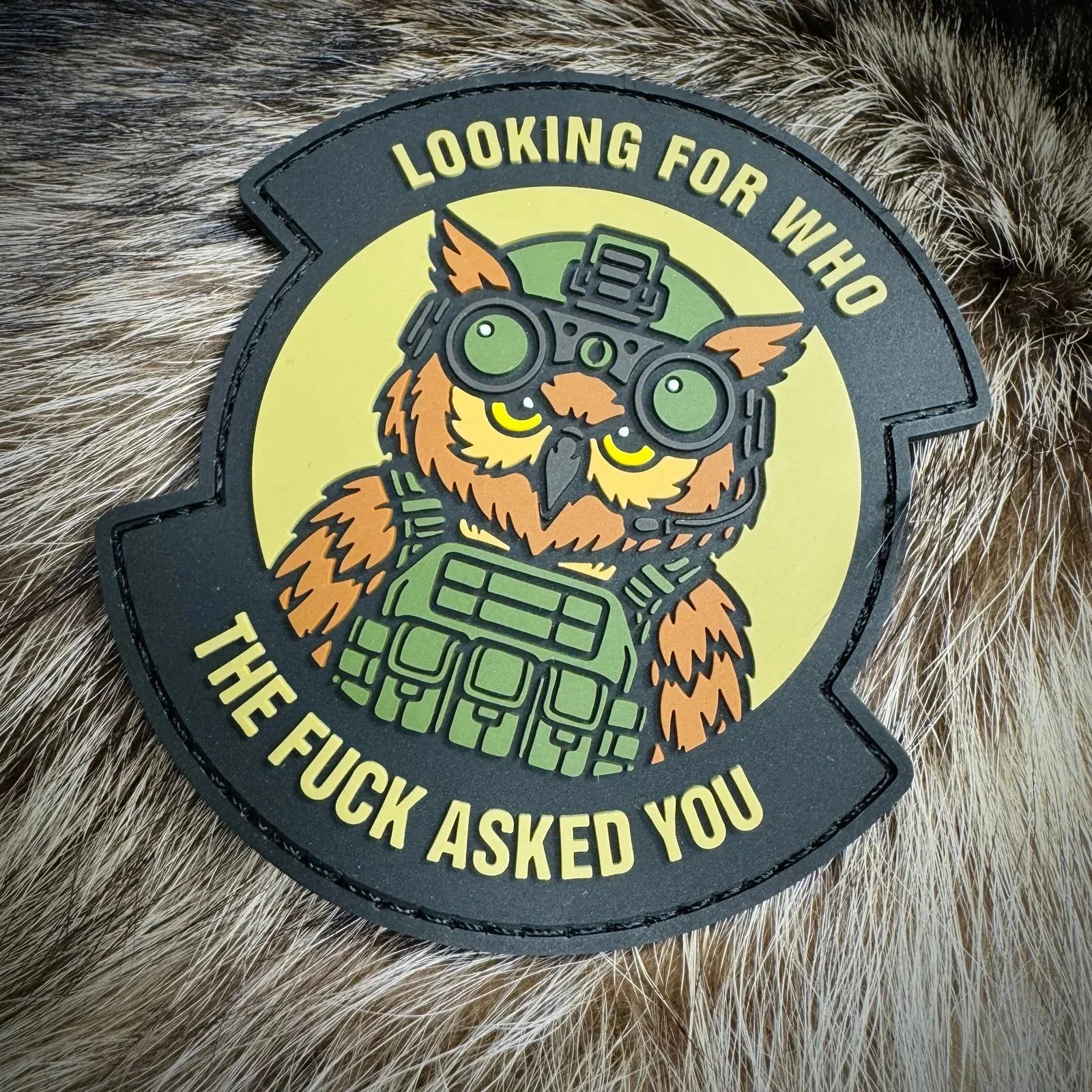 Tactical Owl- Looking For WHO The Fuck Asked You - OCP 3.5" PVC Patch - Image 2