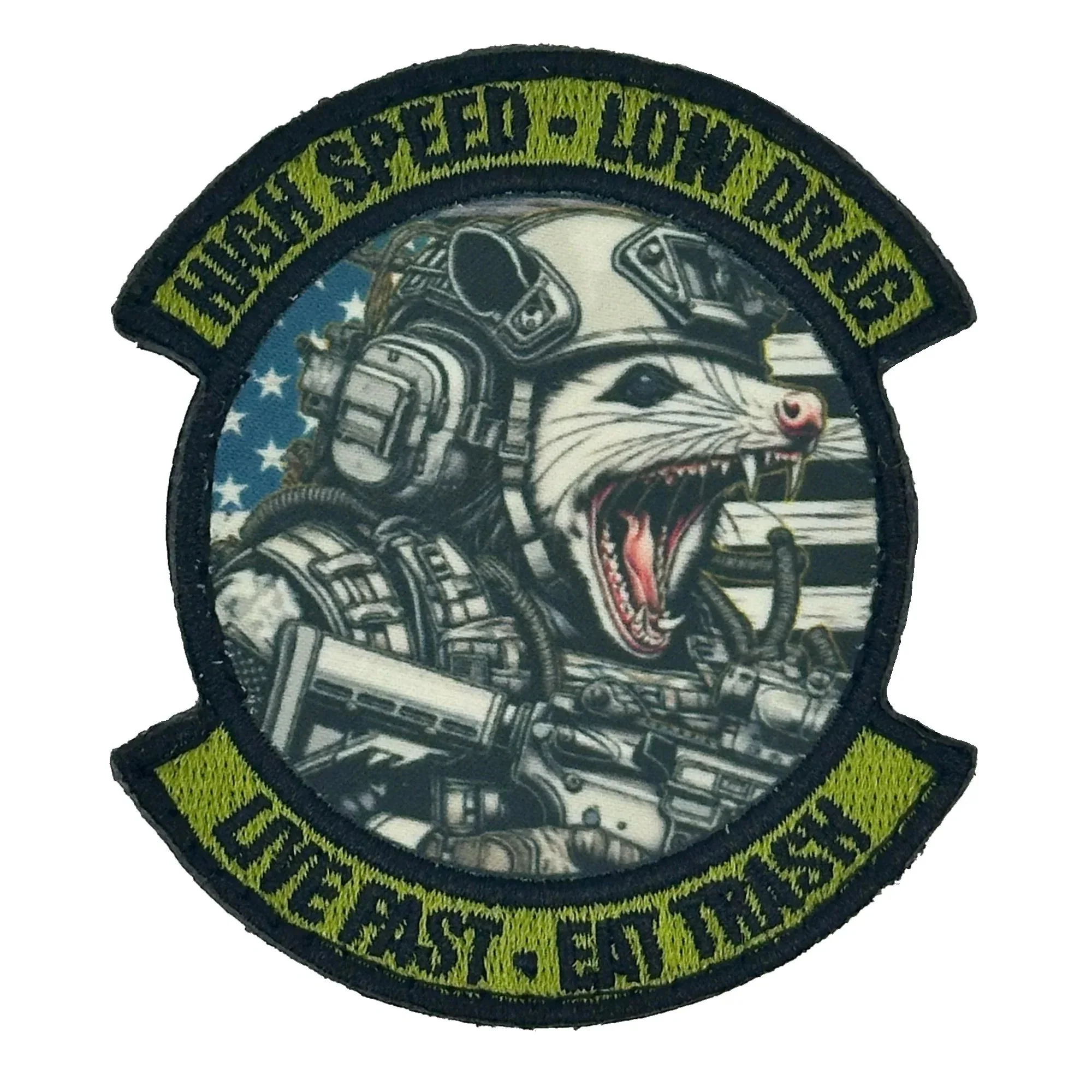 Tactical Possum Street Cat Collection - High Speed - Low Drag - Live Fast - Eat Trash - 3" Embroidered/Sublimated Patch - Image 2