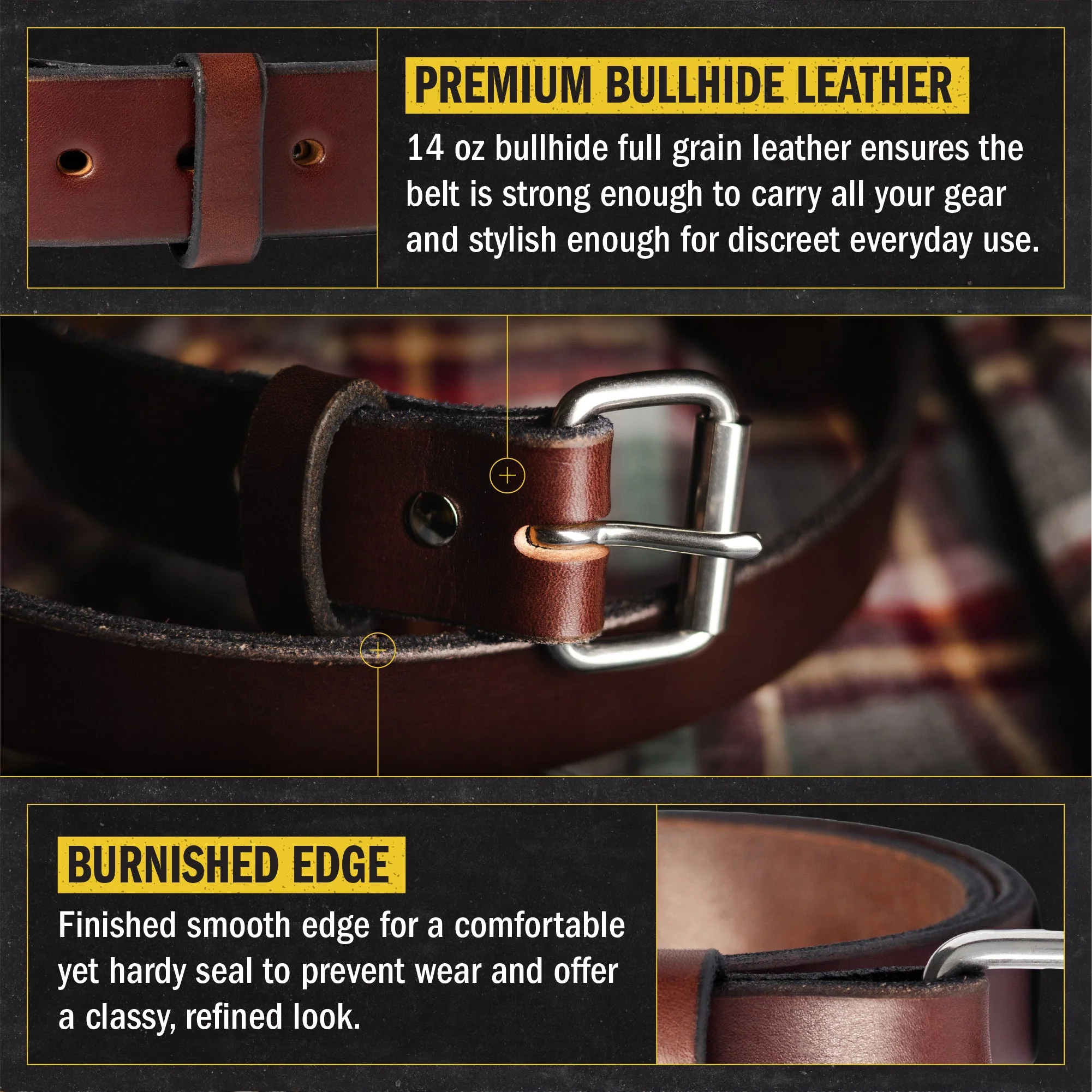 The Guardian Gun Belt - Made in USA - Lifetime Warranty - 14 oz Leather - Image 3