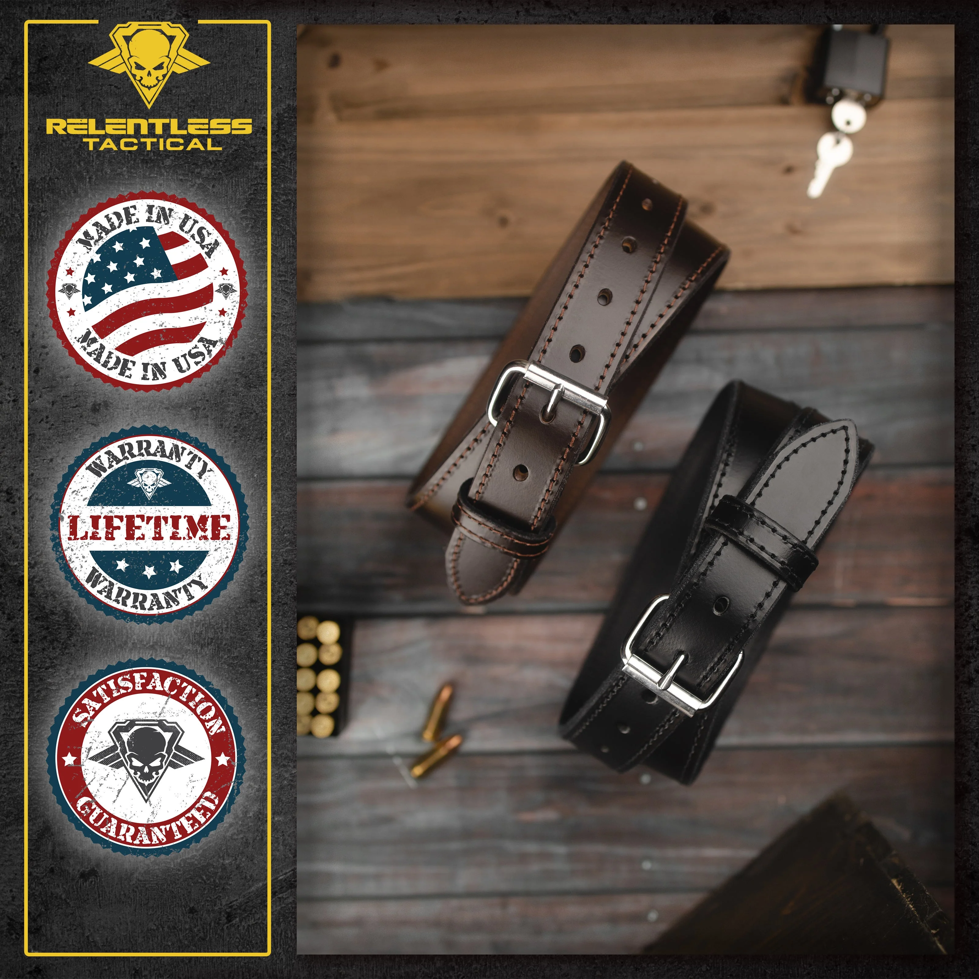 The Ultimate Steel Core Leather Gun Belt | Made in USA | 1 1/4" Steel Reinforced Heavy Duty Concealed Carry Belt | Full Grain Leather CCW Gun Belt For Men | 1.25 inch Gun Belts for Men - Image 3