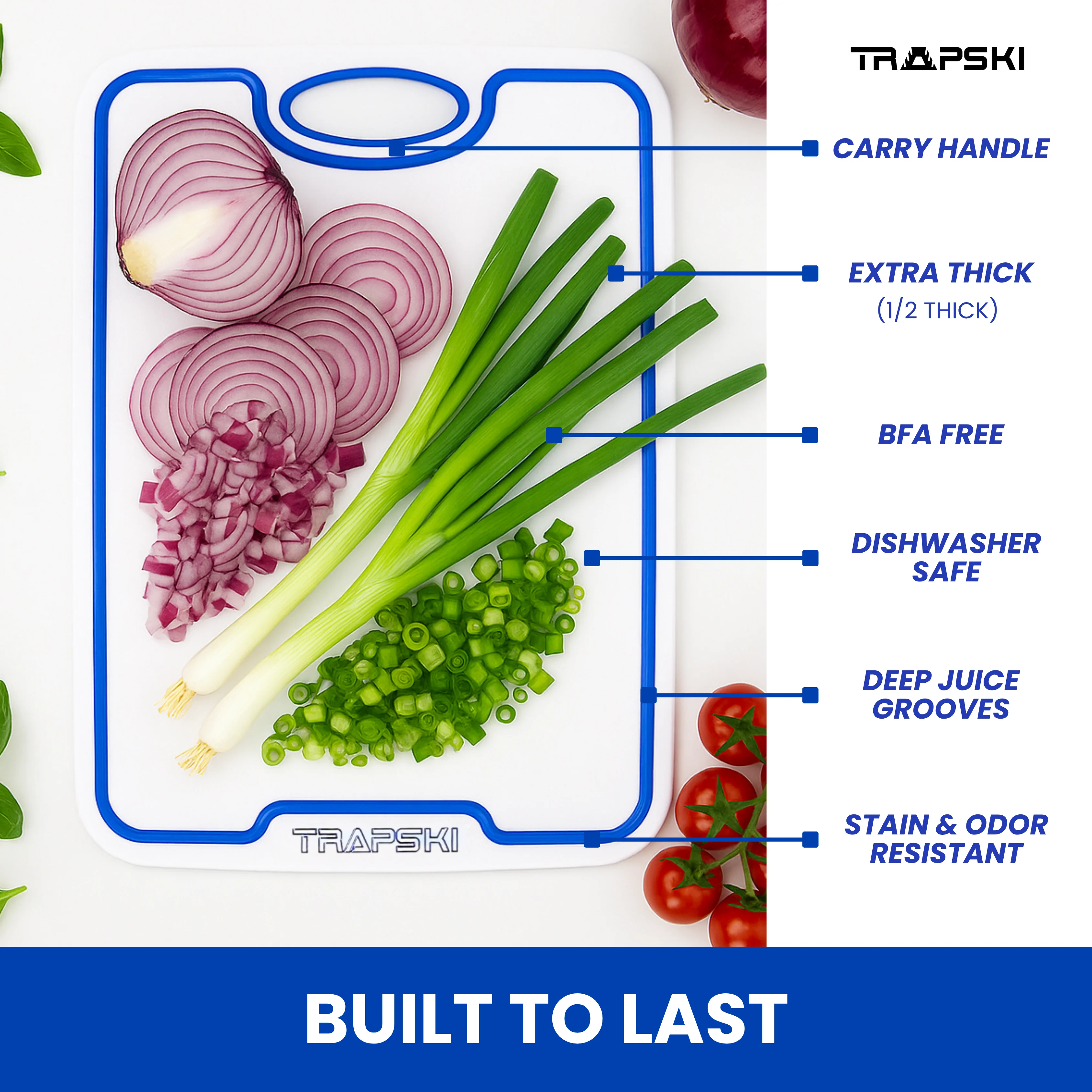 TRAPSKI Premium 1/2 Inch Thick HDPE Cutting Boards | Food-Grade Kitchen Prep Surface | Juice Grooves | Made in the USA - Image 6