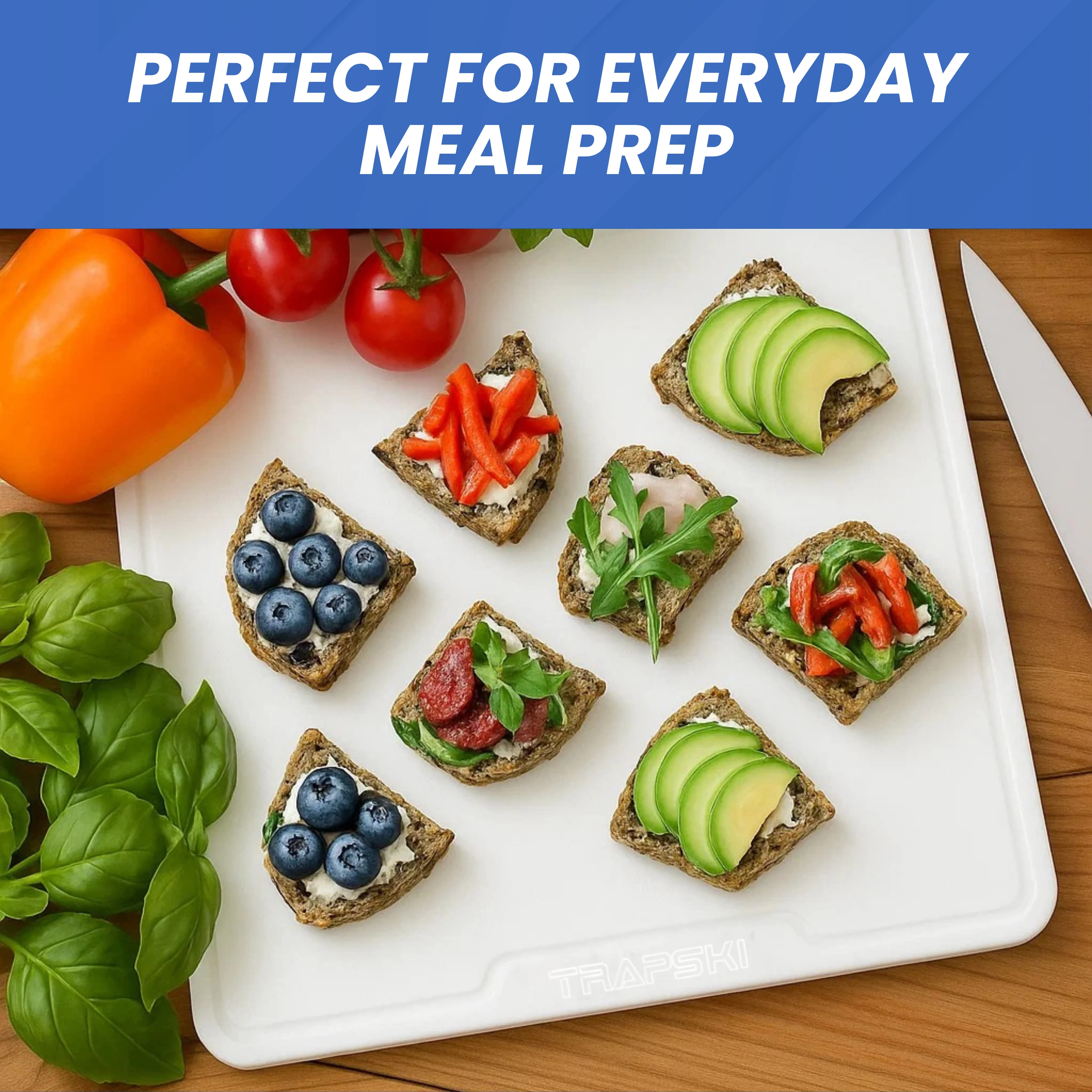 TRAPSKI Premium 1/2 Inch Thick HDPE Cutting Boards | Food-Grade Kitchen Prep Surface | Juice Grooves | Made in the USA - Image 8