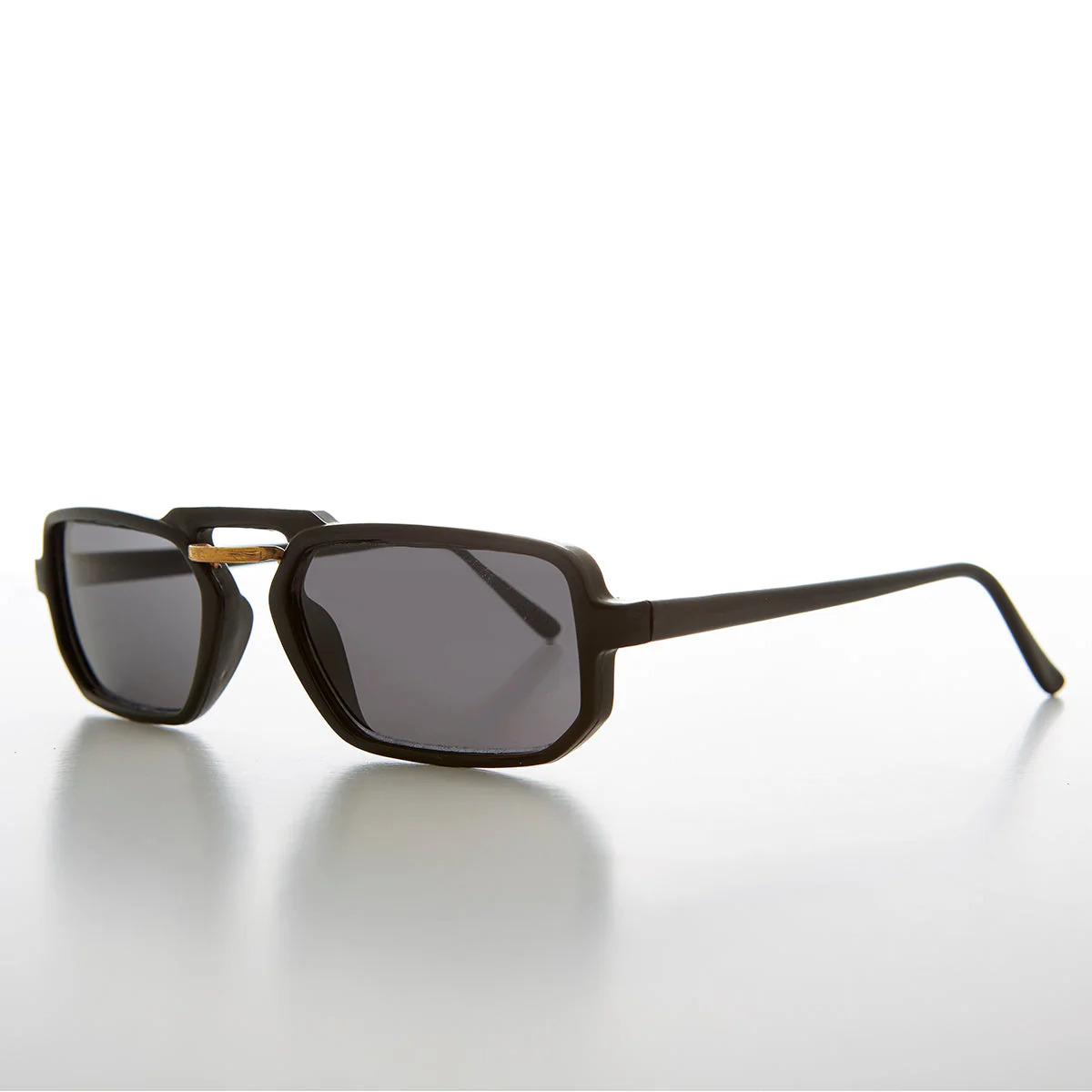Unique 90s Rectangular New Wave Sunglass - Noir - Image 2