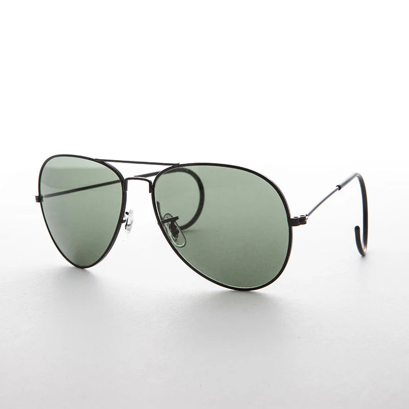Vintage Aviator Sunglass with Cable Wrap Temple and Glass Lens - Vapor - Image 4