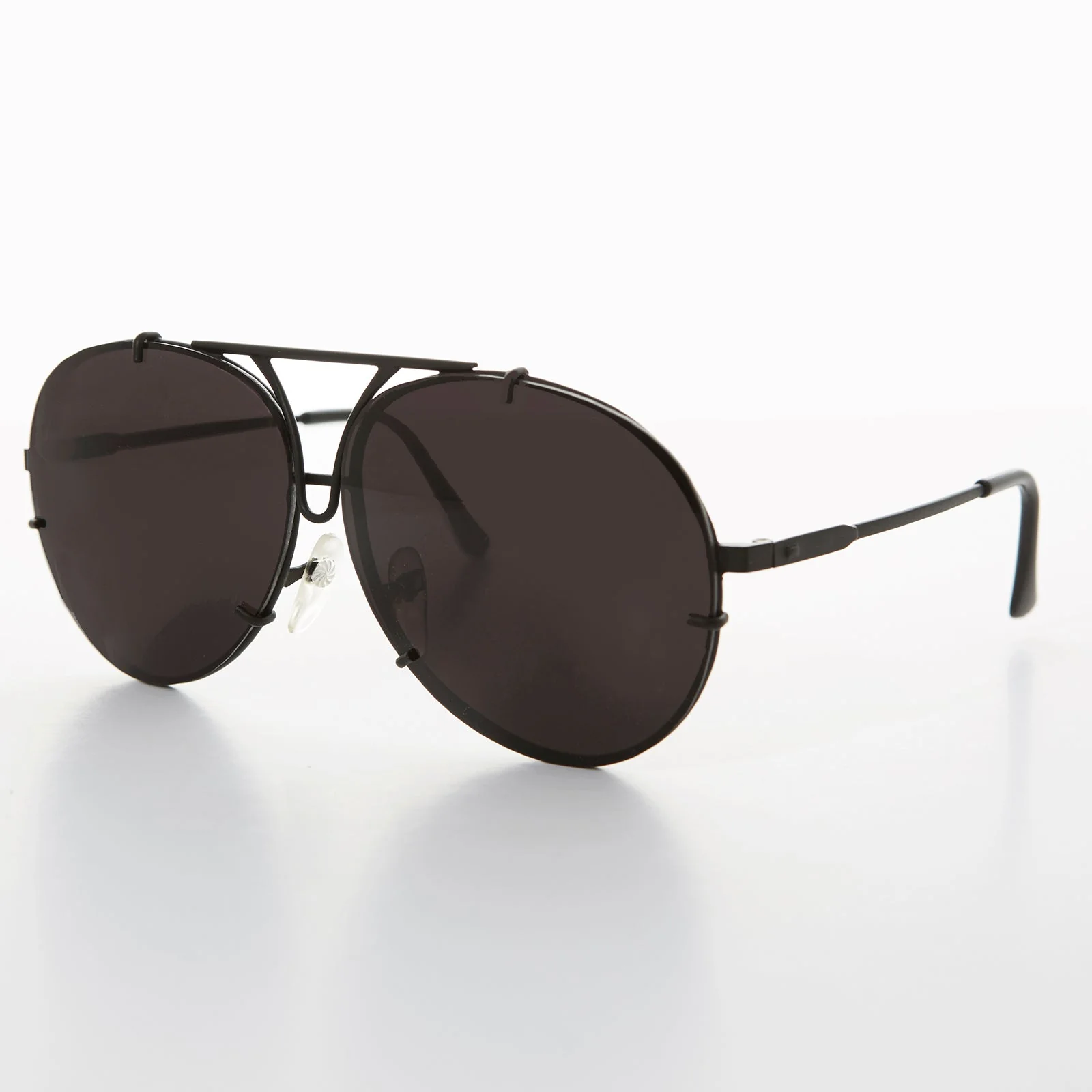 Vintage Rimless Aviator Sunglass Matte Black - Vossie - Image 2