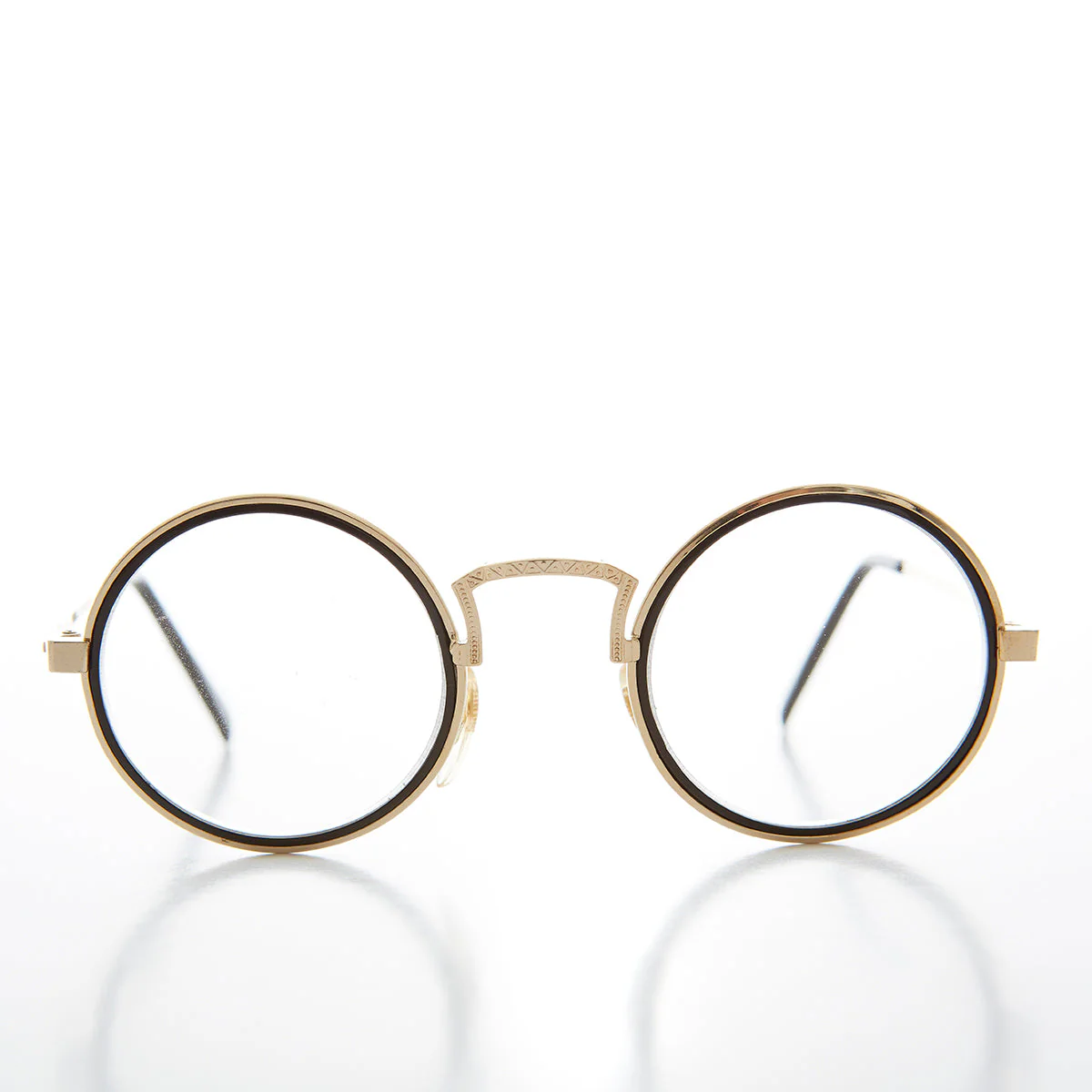 Vintage Round Clear Lens Pretend Eye Glasses - Oreo - Image 3