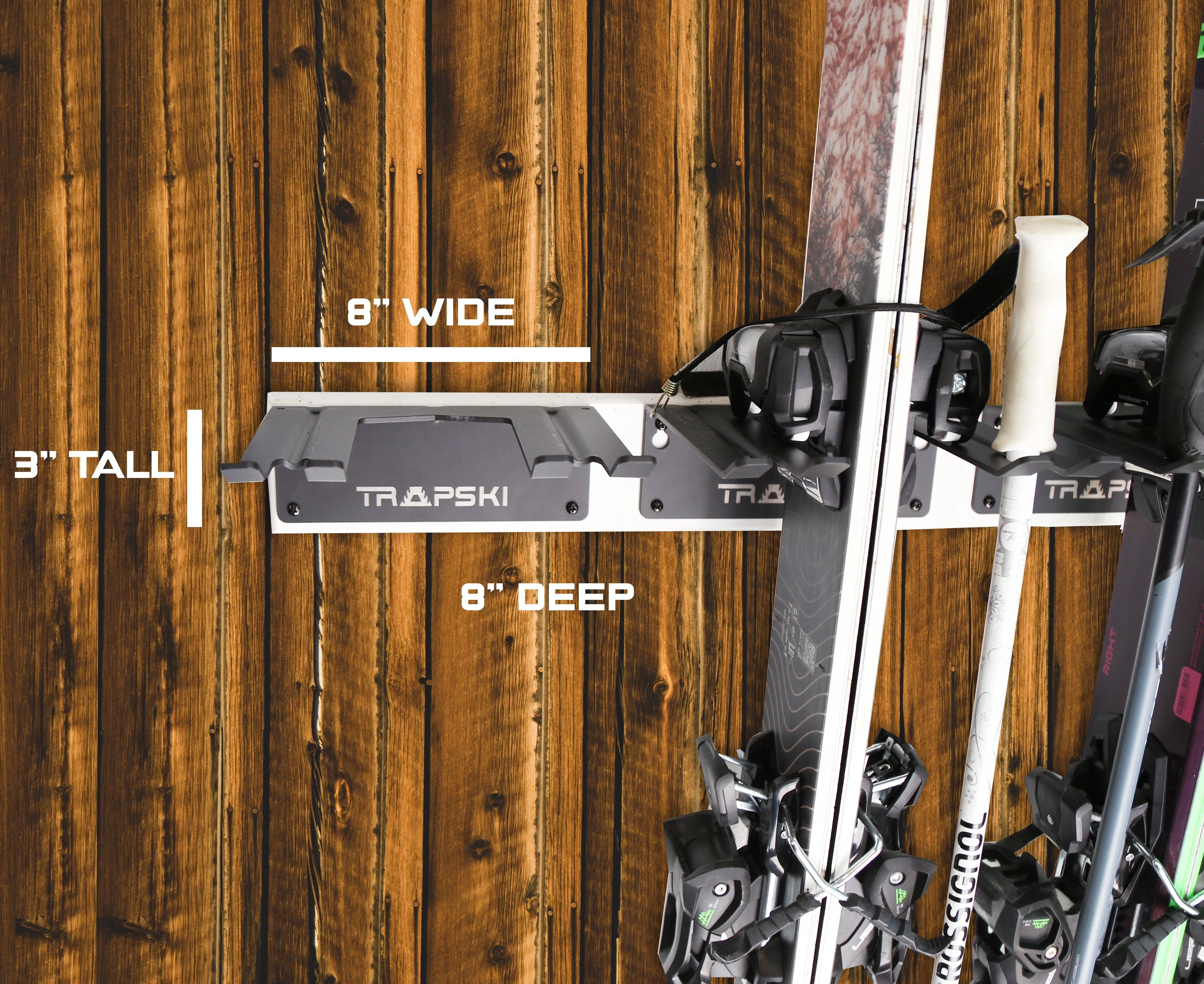 Wall Rack Holds Skis or Snowboard by Bindings, Yard Tools, Gear & Equipment - Made in the USA - Image 5