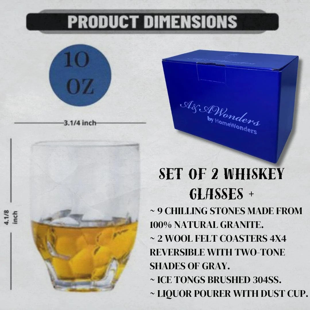 Whiskey Glasses 10oz Premium Scotch Glasses Set of 2- Old Fashioned Whiskey - Image 2