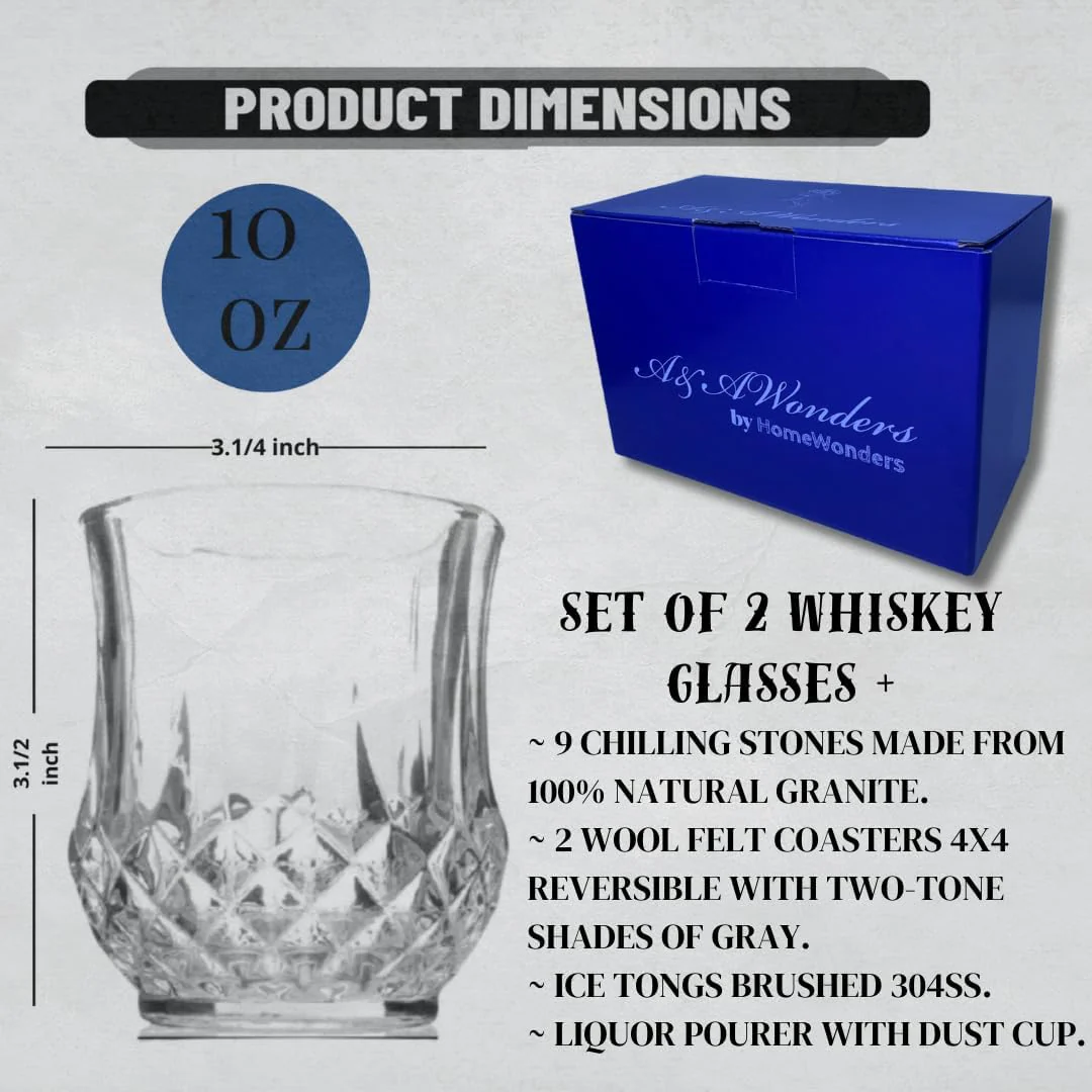 Whiskey Glasses 10oz Premium Scotch Glasses Set of 2 Old Fashioned Whiskey - Image 2
