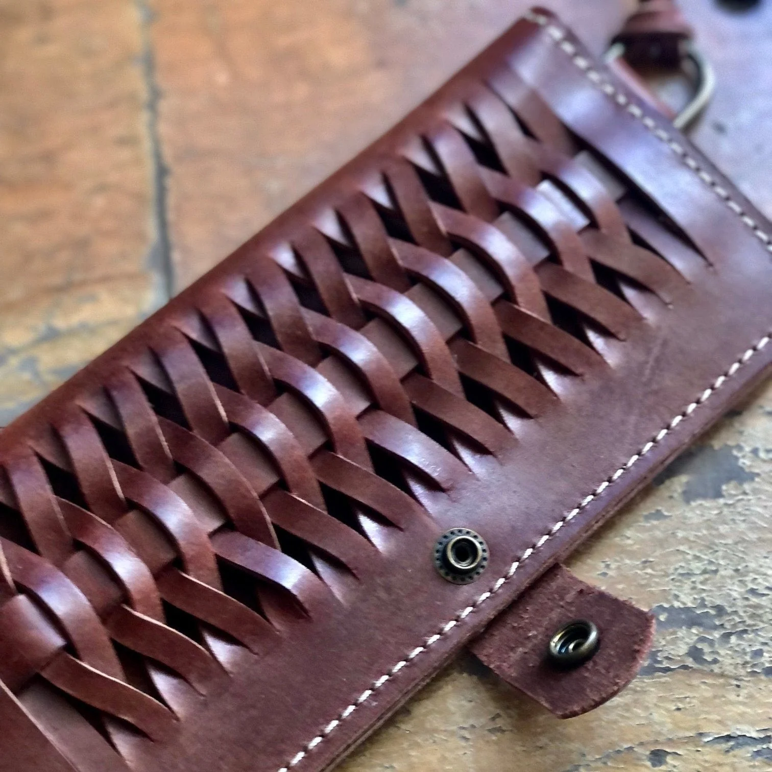 Woven Leather Fishtail Wallet - USA Made - Image 2