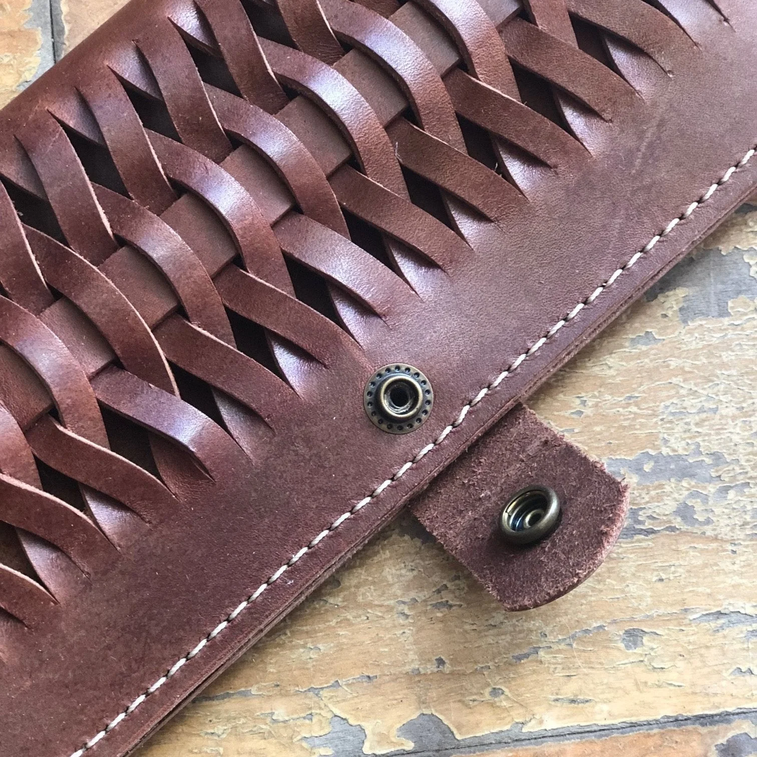 Woven Leather Fishtail Wallet - USA Made - Image 6