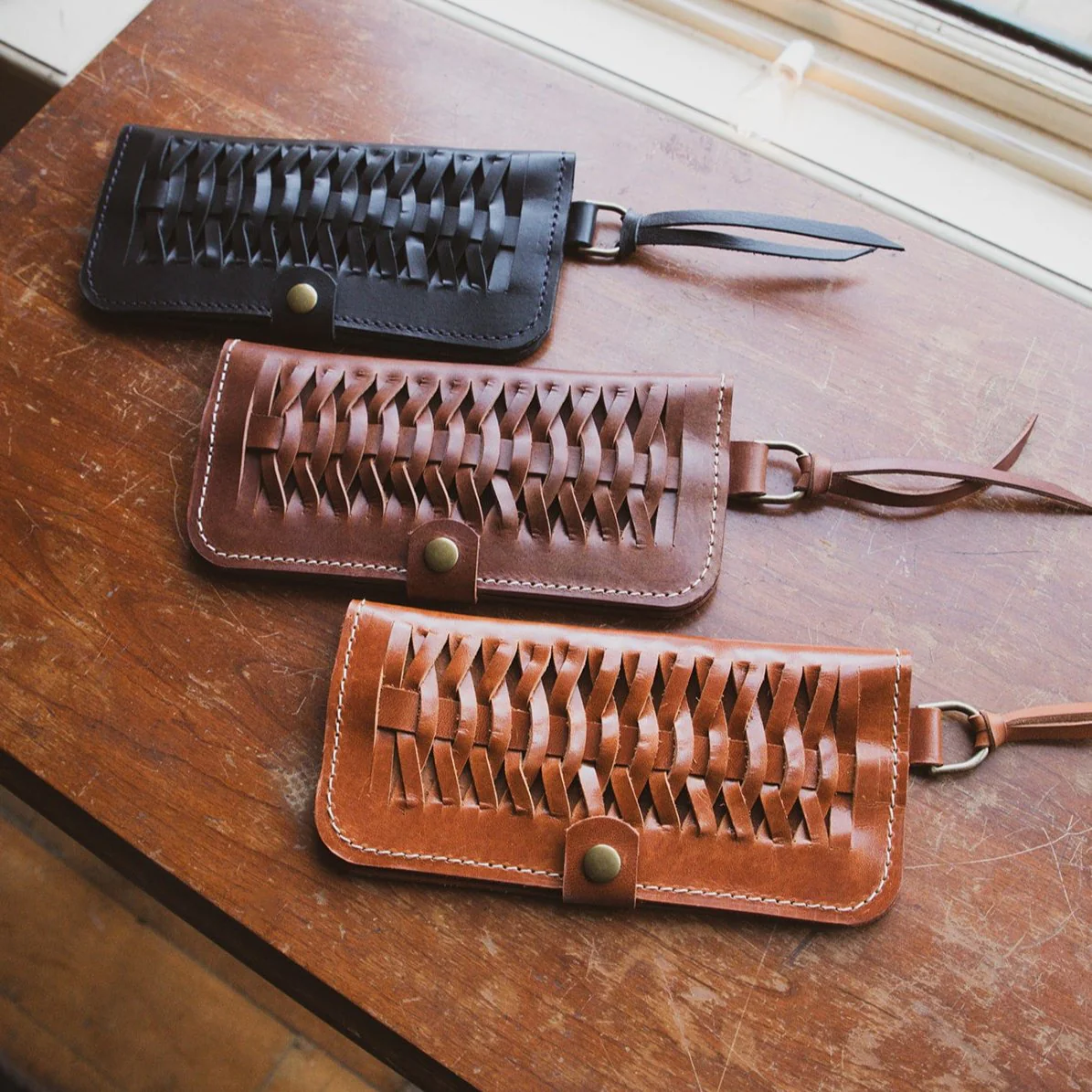 Woven Leather Fishtail Wallet - USA Made - Image 7